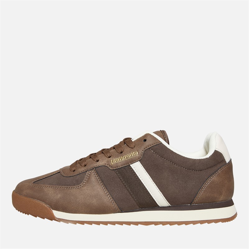 Lambretta Mens Diego Trainers Chocolate/Cream - Size 8