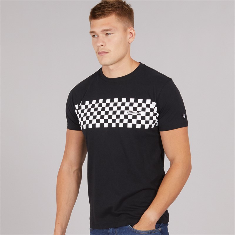 Lambretta Mens Two Tone Panel T-Shirt Black/White