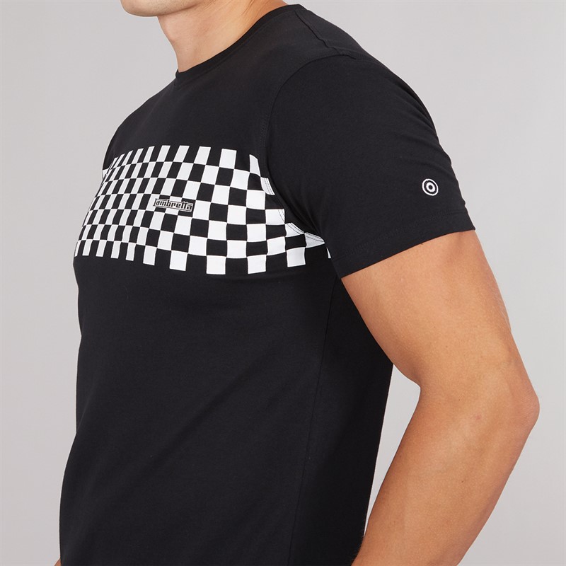 Lambretta Mens Two Tone Panel T-Shirt Black/White