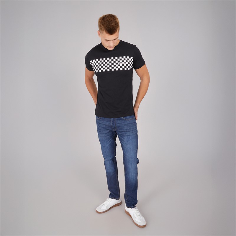 Lambretta Mens Two Tone Panel T-Shirt Black/White