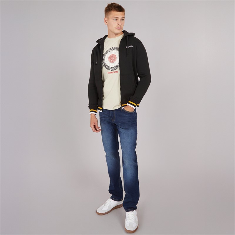 Lambretta Mens Full Zip Hoodie Black/Gold