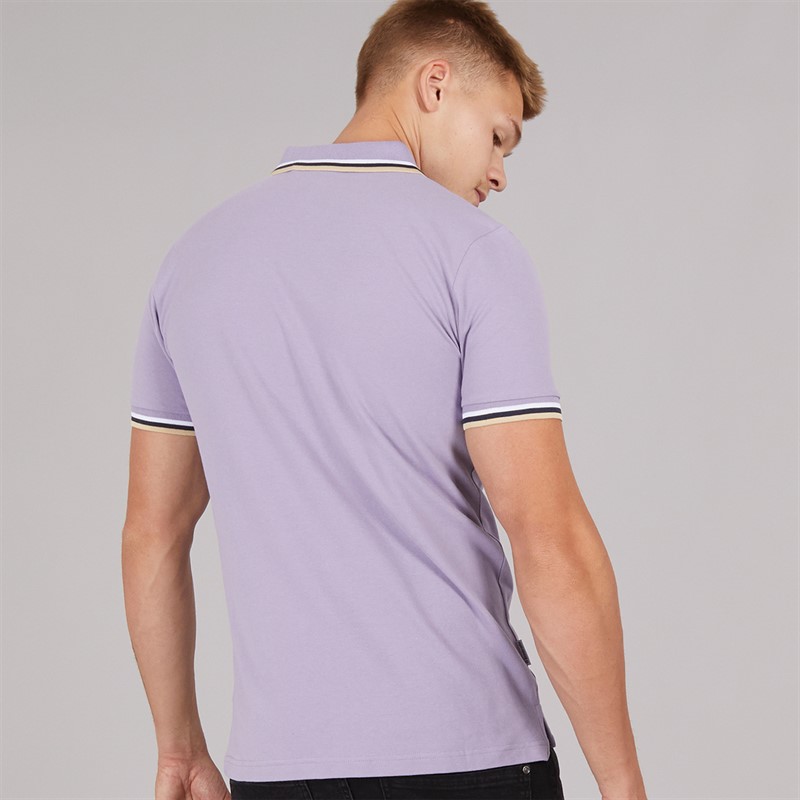 Lambretta Mens Triple Tipped Polo Dusk White/Navy/Cream