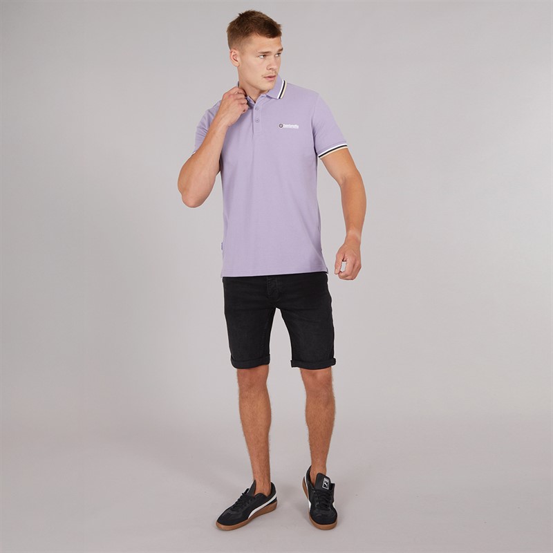 Lambretta Mens Triple Tipped Polo Dusk White/Navy/Cream