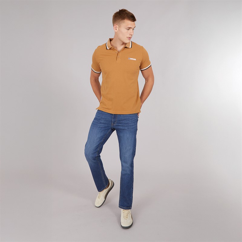 Lambretta Mens Triple Tipped Polo Tobacco White/Cream/Navy