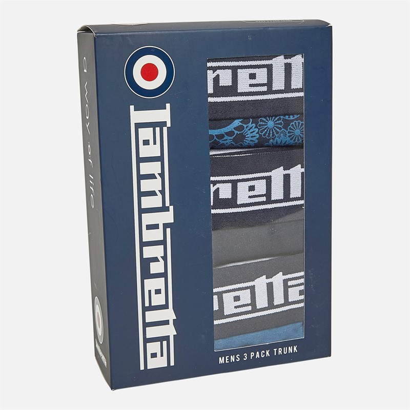 Lambretta Mens Paisley Three Pack Boxers Navy