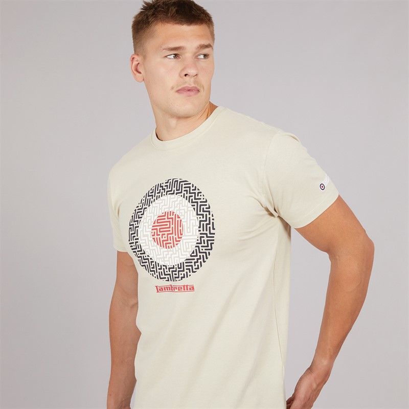 Lambretta Mens Geo Target T-Shirt Stone