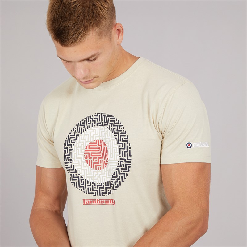 Lambretta Mens Geo Target T-Shirt Stone