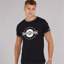 Lambretta Mens Logo Ringer T-Shirt Black/Khaki