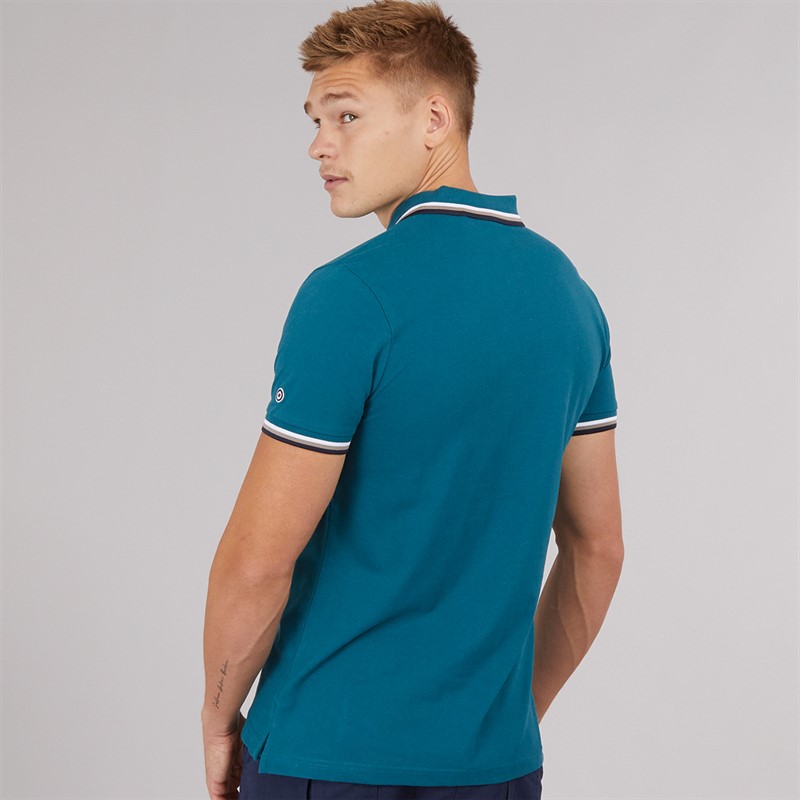 Lambretta Mens Tripple Tipped Polo Gulf Coast White/Cinder/Navy