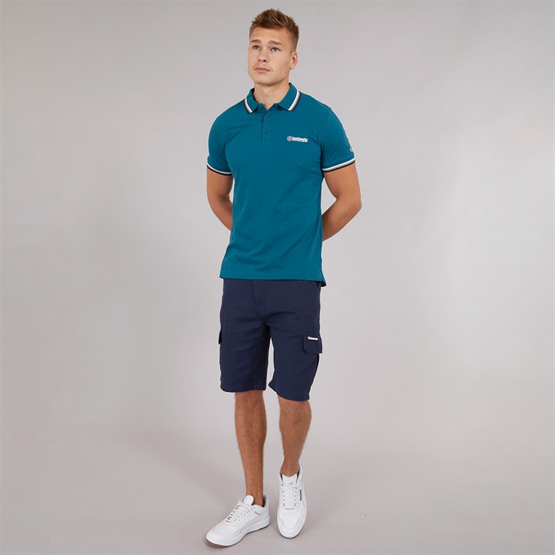 Lambretta Mens Tripple Tipped Polo Gulf Coast White/Cinder/Navy