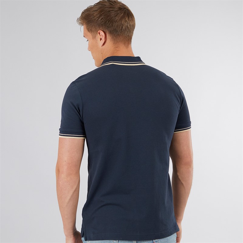 Lambretta Mens Twin Tipped Polo Navy Cinder/Cream