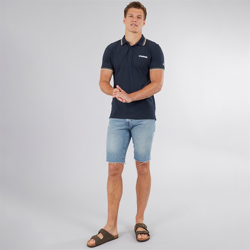 Lambretta Mens Twin Tipped Polo Navy Cinder/Cream