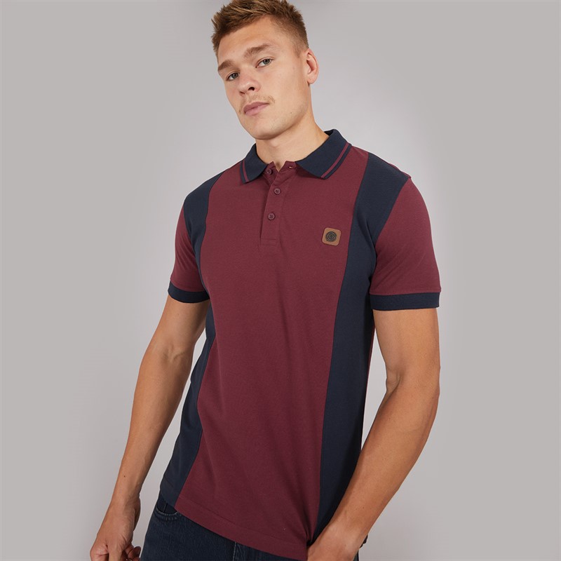 Lambretta Mens Vintage Polo Burg/Navy pique - Size 4XL