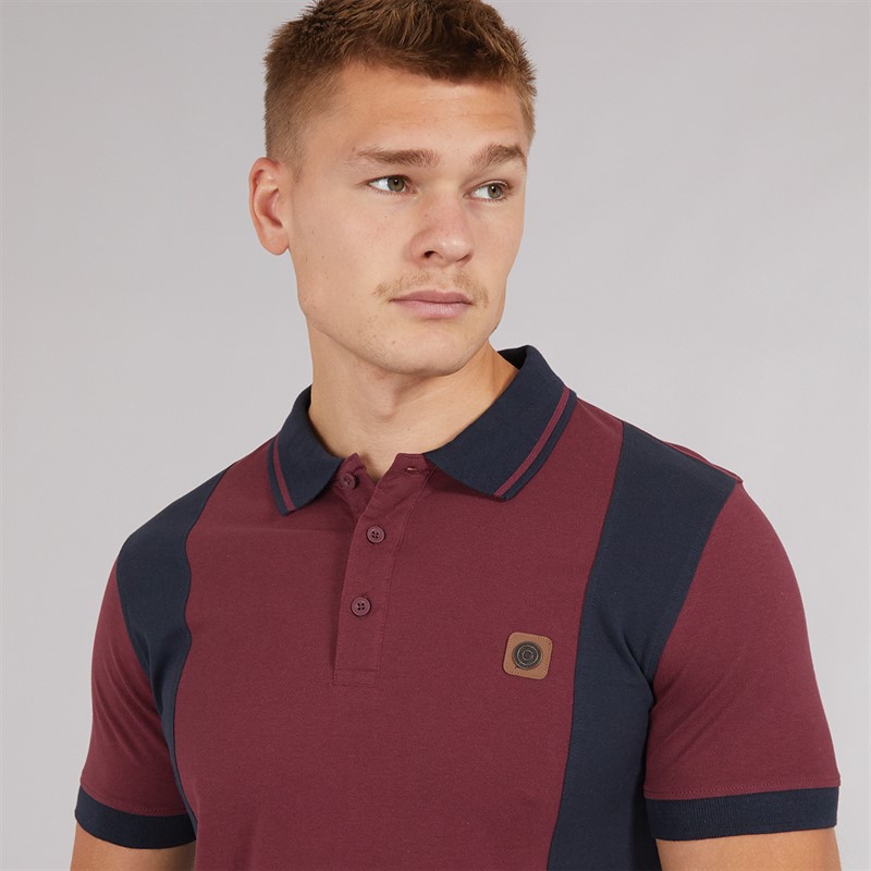 Lambretta Mens Vintage Polo Shirt Burg/Navy