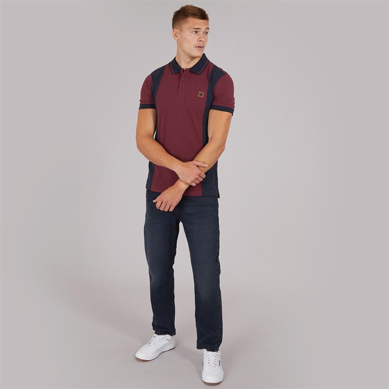 Lambretta Mens Vintage Polo Shirt Burg/Navy