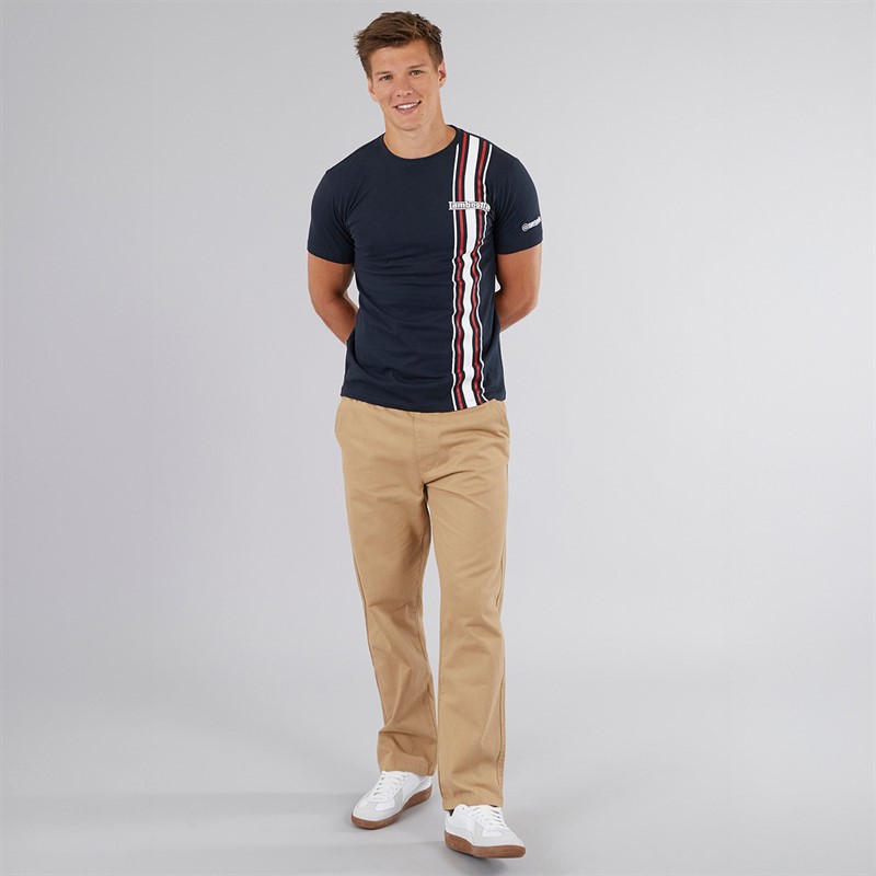 Lambretta Mens Side Striped T-Shirt Navy
