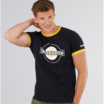 Lambretta Mens Logo Ringer T-Shirt Black/Gold
