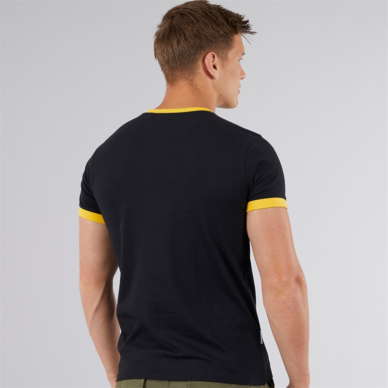 Lambretta Mens Logo Ringer T-Shirt Black/Gold Black Gold