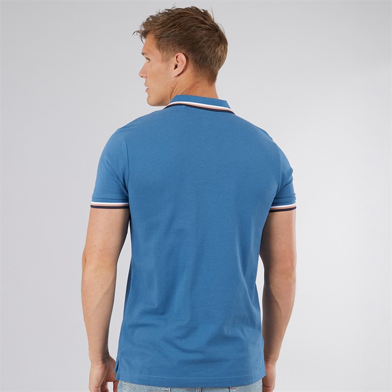 Lambretta Mens Triple Tipped Polo Shirt Dark Blue White Cork Navy