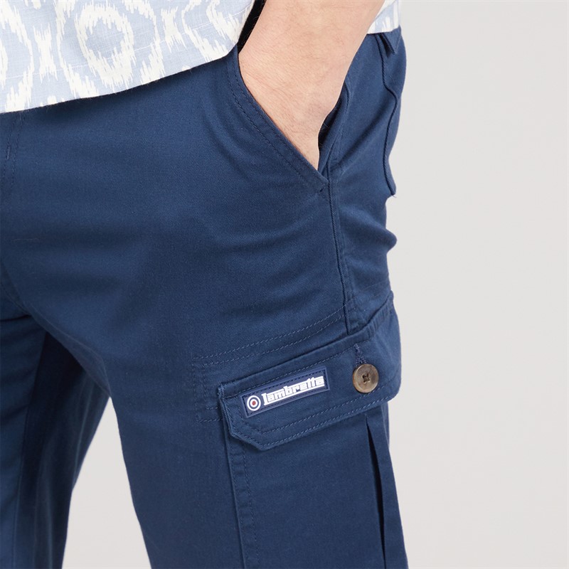 Lambretta Mens Cargo Shorts Navy