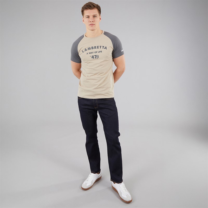 Lambretta Mens Raglan 47 T-Shirt Stone