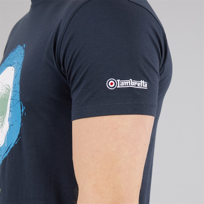 Lambretta Mens Target Spray T-Shirt Navy