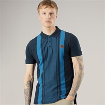 Lambretta Mens Classic Stripe Polo Shirt Navy/Moonlit Ocean