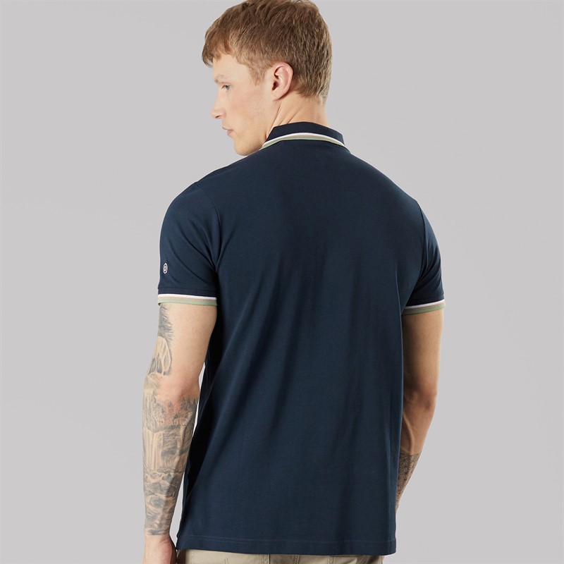 Lambretta Mens Triple Tipped Polo Shirt Navy Navy White/Stone/Basil