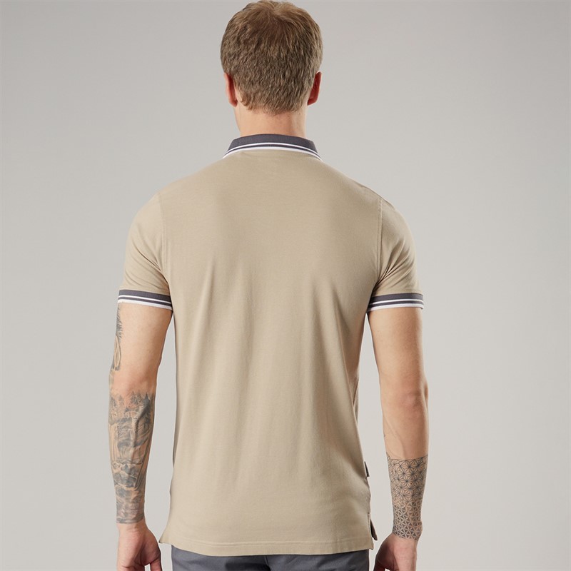 Lambretta Mens Contrast Polo Shirt Stone/Iron