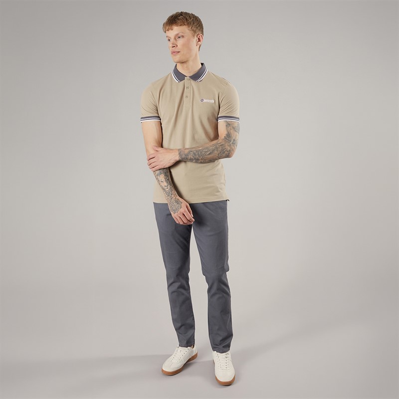 Lambretta Mens Contrast Polo Shirt Stone/Iron