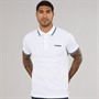 Lambretta Mens Triple Tipped Polo Shirt White Cameo/Navy/Sky