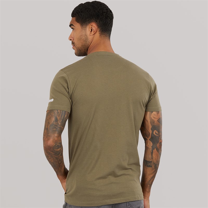 Lambretta Mens Racing Stripe T-Shirt Khaki