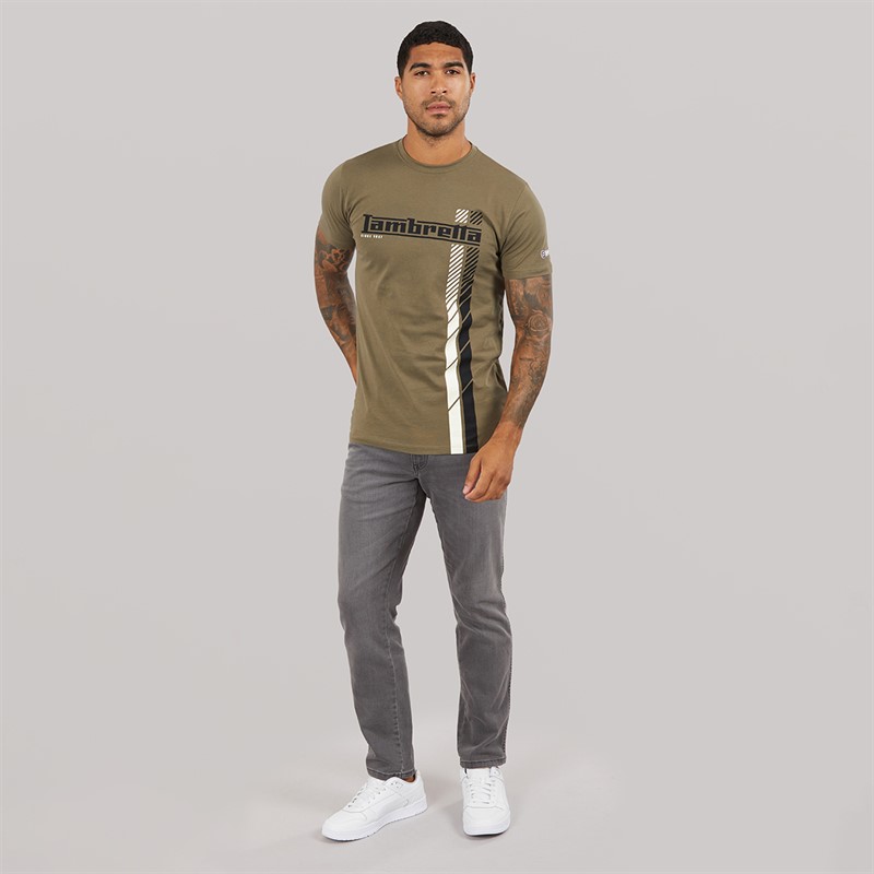 Lambretta Mens Racing Stripe T-Shirt Khaki