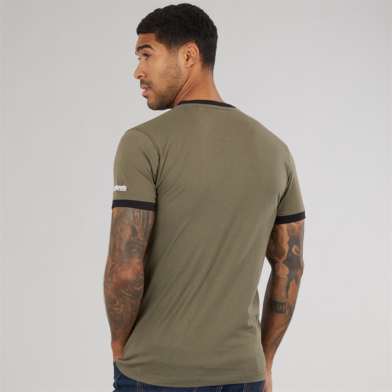Lambretta Mens Target Ringer T-Shirt Khaki