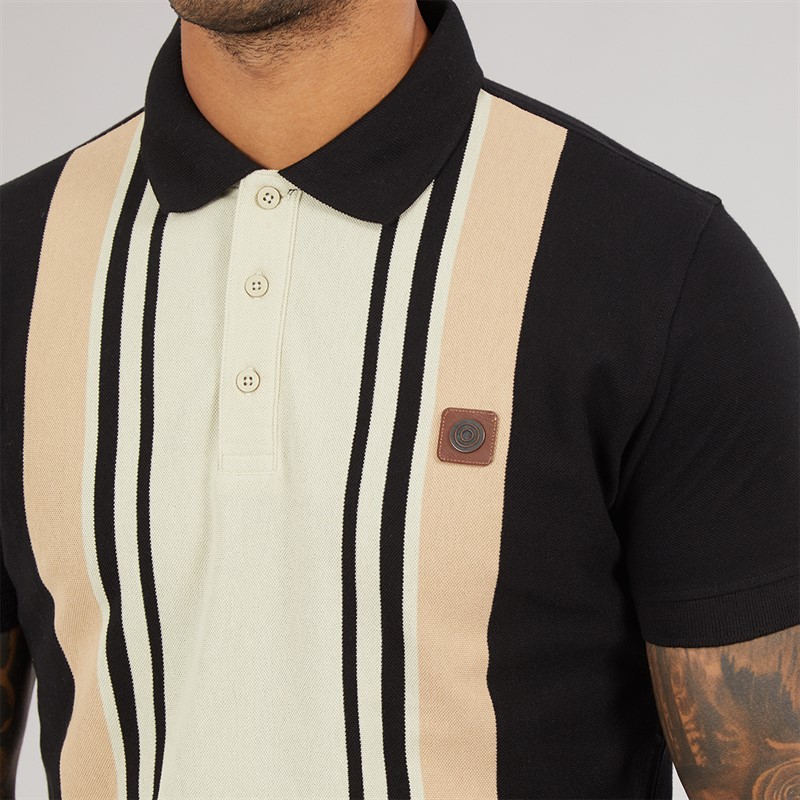 Lambretta Mens Classic Stripe Polo Shirt Black/Nomad