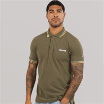 Lambretta Mens Triple Tipped Polo Shirt Khaki White/Navy/Gold