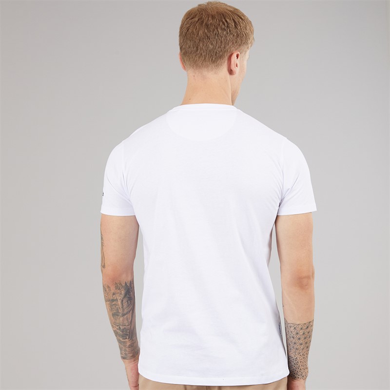 Lambretta Mens Racing Stripe T-Shirt White/Navy/Grey
