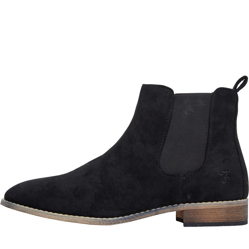 FARAH Herren Kirk Wildleder Chelsea Stiefel Schwarz