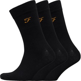 Image of FARAH Mens Astley Three Pack Socks Black