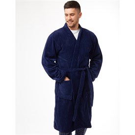 Image of FARAH Mens Coral Fleece Robe Navy