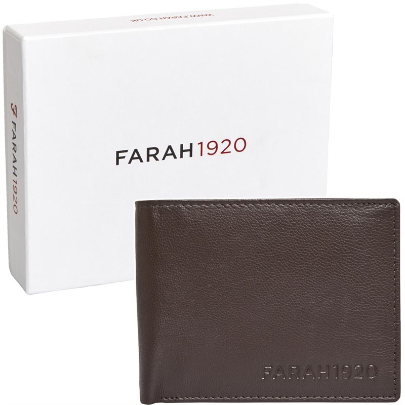 FARAH Mens Almeria Bi-Fold Wallet Brown