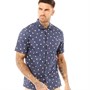 FARAH Mens Keene Printed Short Sleeve Shirt Navy