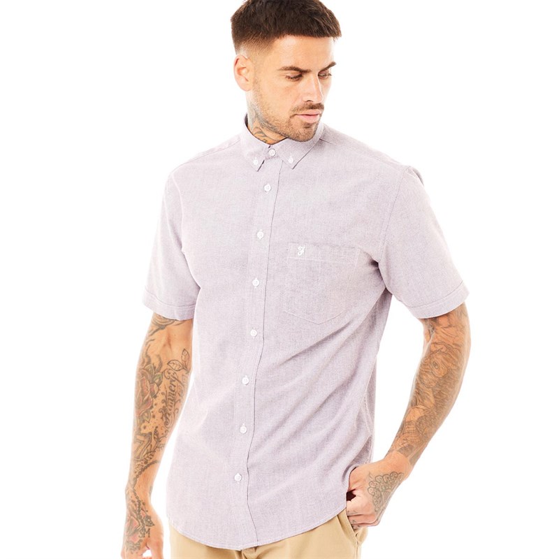 Farah Mens Drayton Short Sleeve Shirt Bordeaux
