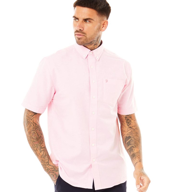 Buy FARAH Mens Drayton Short Sleeve Shirt Pink