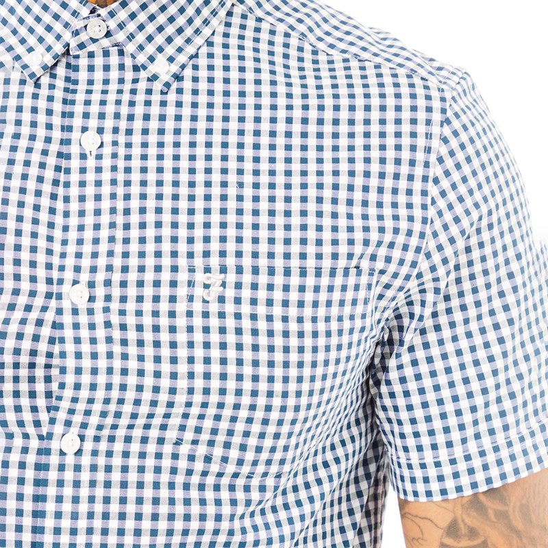 Farah Chemises à Manches Courtes Ritchie Textured Homme Bleu Carreaux