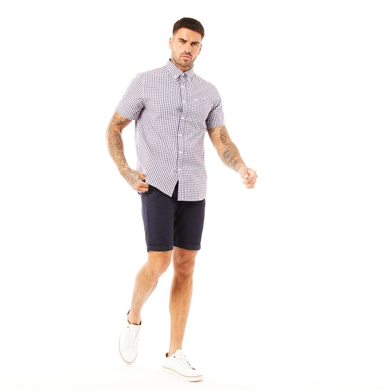 Farah Chemises à Manches Courtes Ritchie Textured Homme Bleu Carreaux