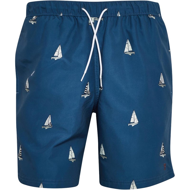 FARAH Mens Doylan Boat Print Swim Shorts Blue Star