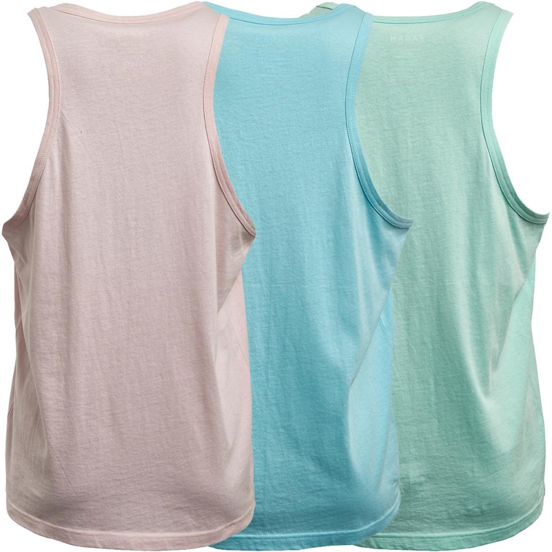 Farah Mens Annex Three Pack Vests Light Blue/Mint/Pink