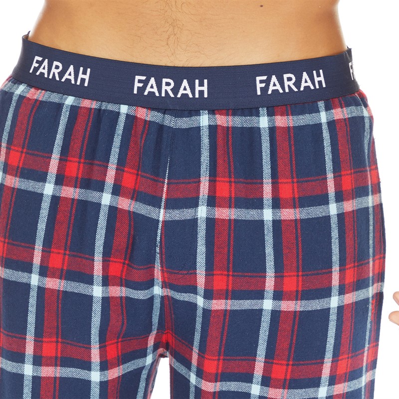 Farah Mens Dybell Lounge Pants Navy/Dark Red/Sky Check