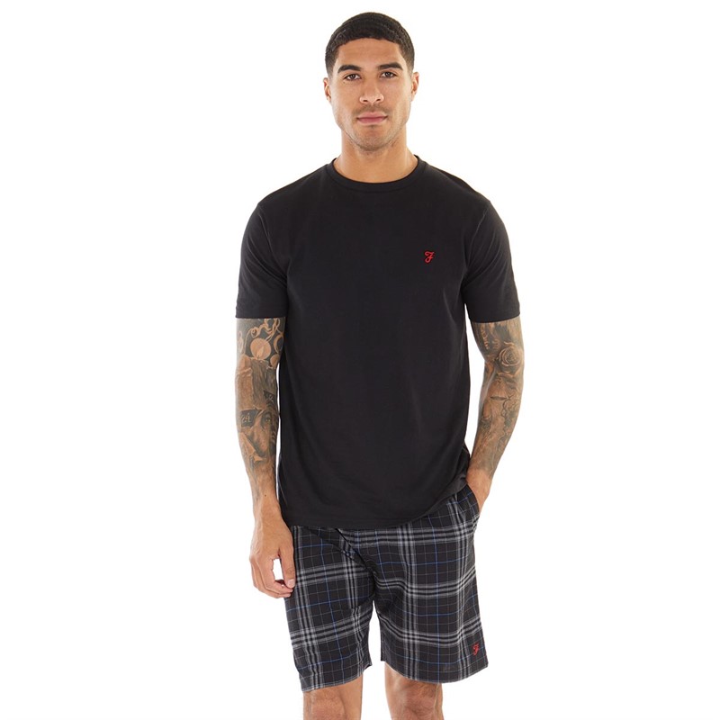 Farah Mens Zacka Lounge Set Black/Black Check